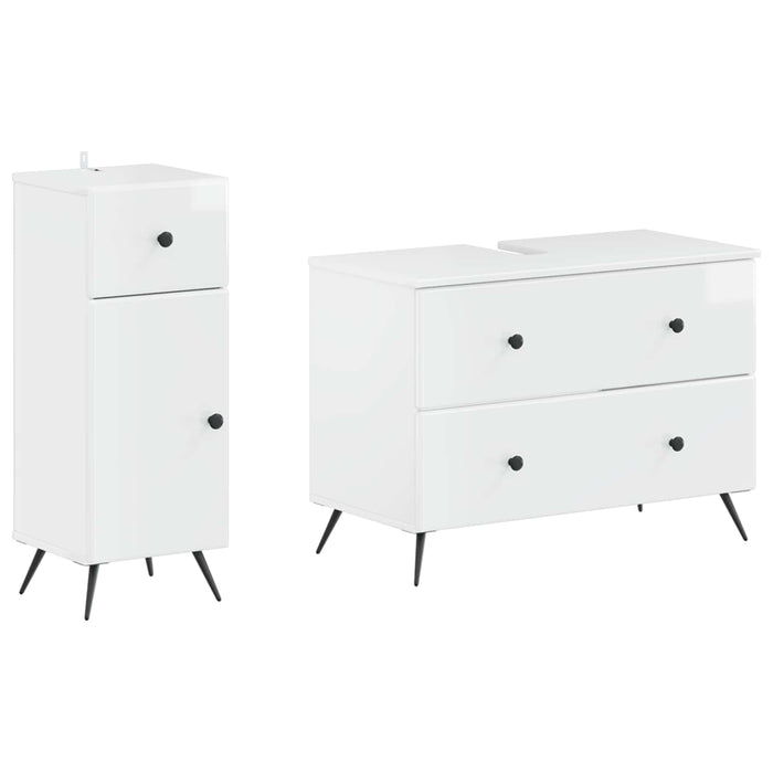 Set de dulapuri pentru baie, 2 piese BREDA Alb foarte lucios - WALTI WALTI