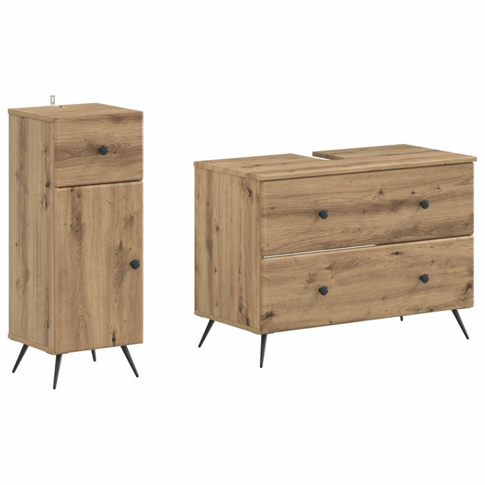 Set de dulapuri pentru baie, 2 piese BREDA Stejar Artizanal - WALTI WALTI