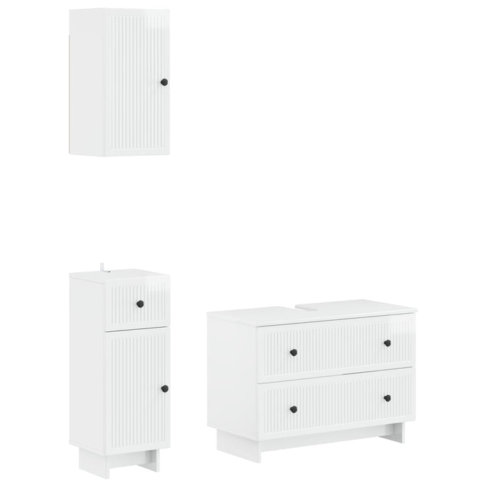 Set de cabinet pentru baie cu 3 piese EDE Alb foarte lucios - WALTI WALTI