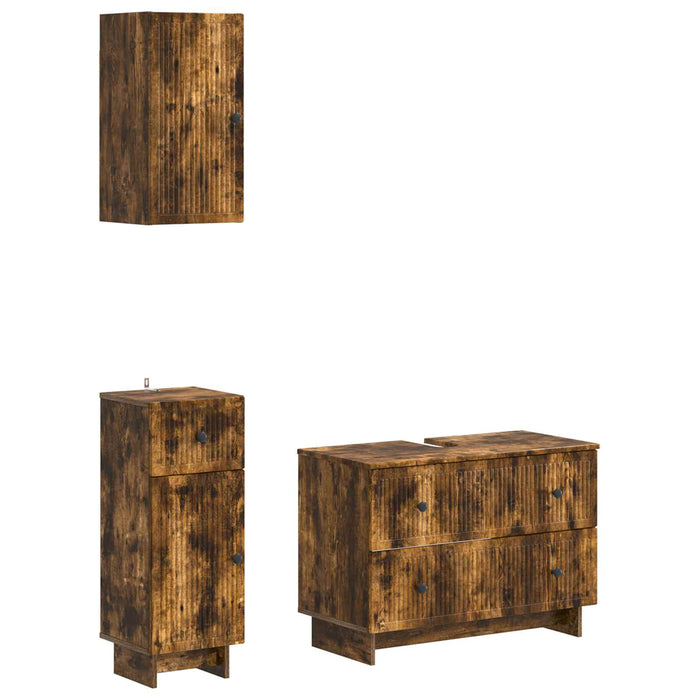 Set de cabinet pentru baie cu 3 piese EDE Stejar fumuriu - WALTI WALTI