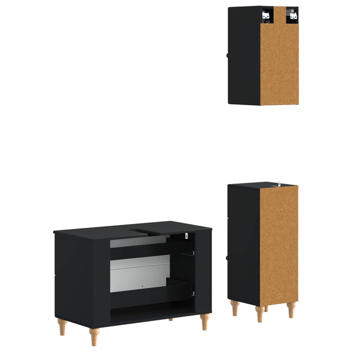 Set de cabinet pentru baie cu 3 piese ALKMAAR Negru - WALTI WALTI