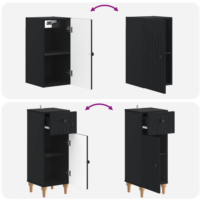 Set de cabinet pentru baie cu 3 piese ALKMAAR Negru - WALTI WALTI