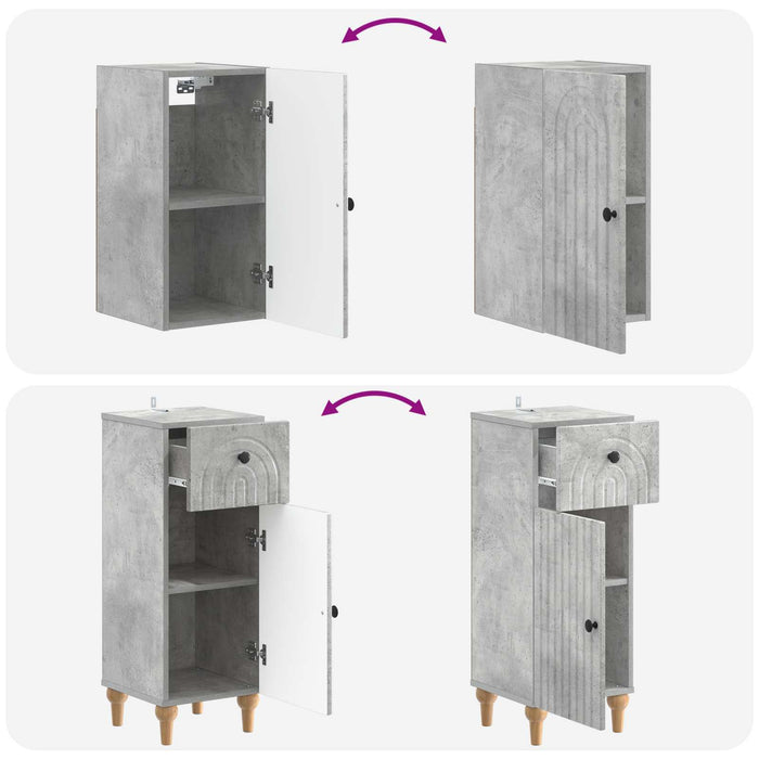 Set de cabinet pentru baie cu 3 piese ALKMAAR Gri Beton - WALTI WALTI