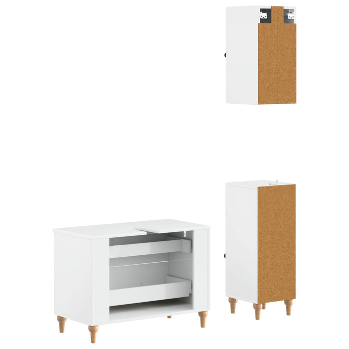 Set de cabinet pentru baie cu 3 piese ALKMAAR Alb foarte lucios - WALTI WALTI
