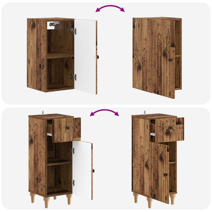 Set de cabinet pentru baie cu 3 piese ALKMAAR Lemn vechi - WALTI WALTI