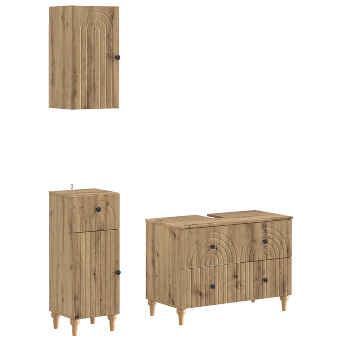 Set de cabinet pentru baie cu 3 piese ALKMAAR Stejar Artizanal - WALTI WALTI