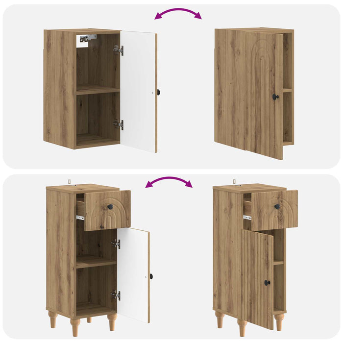 Set de cabinet pentru baie cu 3 piese ALKMAAR Stejar Artizanal - WALTI WALTI