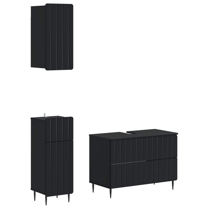 Set de cabinet pentru baie cu 3 piese ZWOLLE Negru - WALTI WALTI