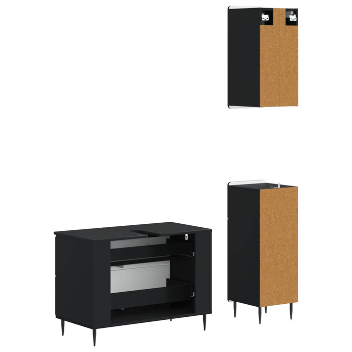 Set de cabinet pentru baie cu 3 piese ZWOLLE Negru - WALTI WALTI