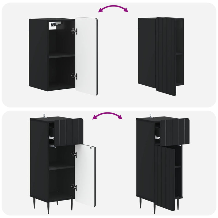 Set de cabinet pentru baie cu 3 piese ZWOLLE Negru - WALTI WALTI