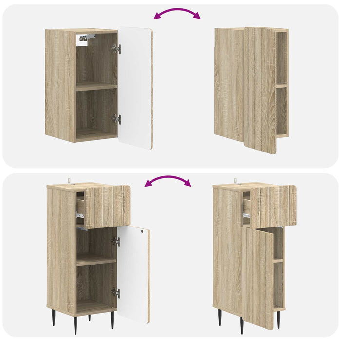 Set de cabinet pentru baie cu 3 piese ZWOLLE Stejar Sonoma - WALTI WALTI