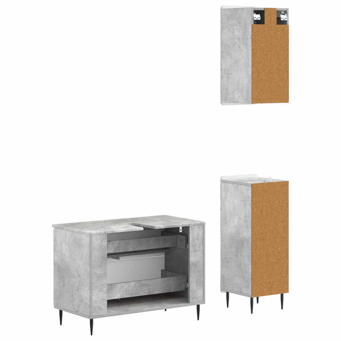 Set de cabinet pentru baie cu 3 piese ZWOLLE Gri Beton - WALTI WALTI