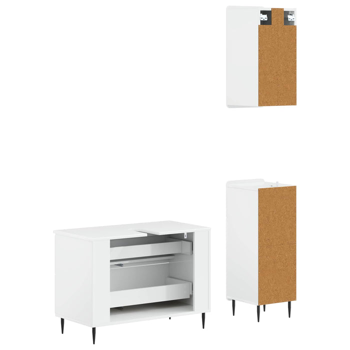Set de cabinet pentru baie cu 3 piese ZWOLLE Alb foarte lucios - WALTI WALTI