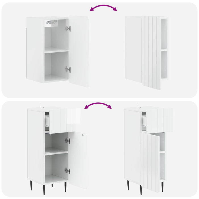 Set de cabinet pentru baie cu 3 piese ZWOLLE Alb foarte lucios - WALTI WALTI