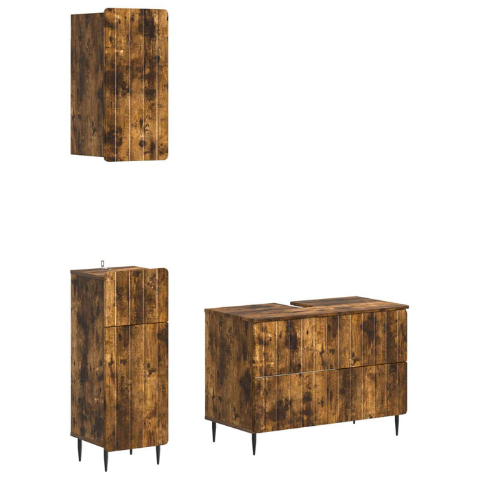 Set de cabinet pentru baie cu 3 piese ZWOLLE Stejar fumuriu - WALTI WALTI