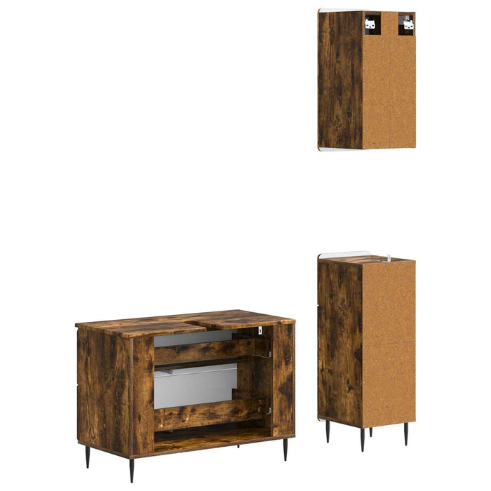Set de cabinet pentru baie cu 3 piese ZWOLLE Stejar fumuriu - WALTI WALTI