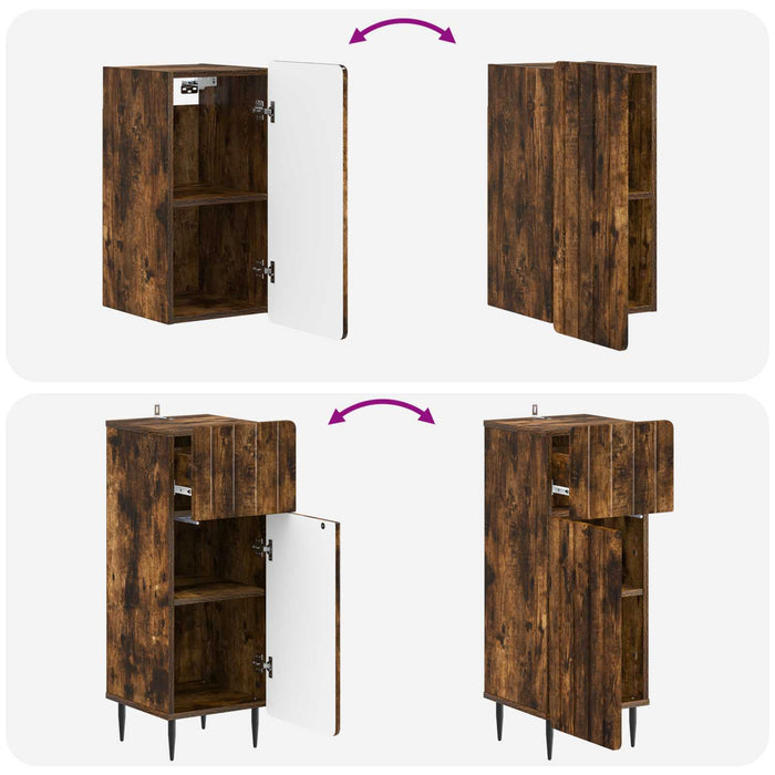 Set de cabinet pentru baie cu 3 piese ZWOLLE Stejar fumuriu - WALTI WALTI