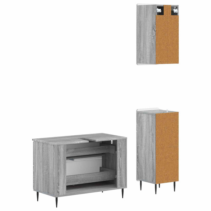 Set de cabinet pentru baie cu 3 piese ZWOLLE Sonoma gri - WALTI WALTI