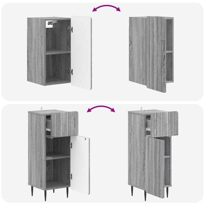 Set de cabinet pentru baie cu 3 piese ZWOLLE Sonoma gri - WALTI WALTI