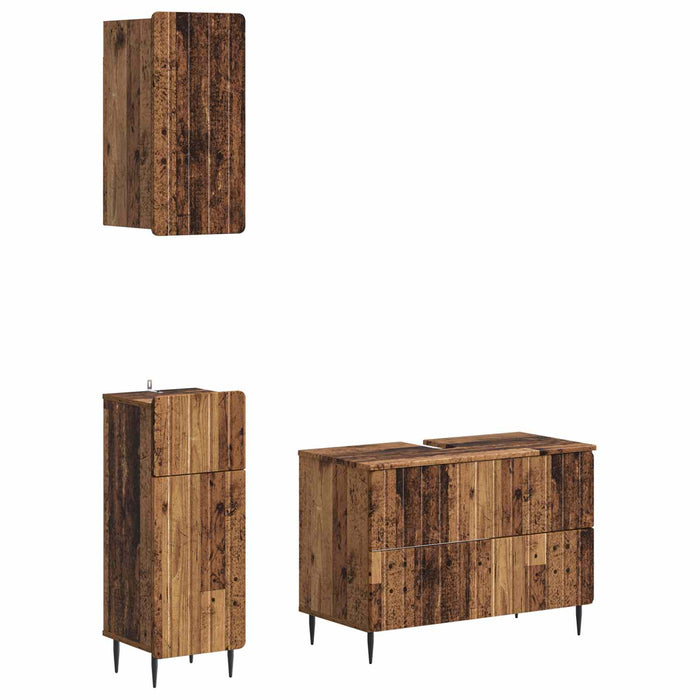 Set de cabinet pentru baie cu 3 piese ZWOLLE Lemn vechi - WALTI WALTI