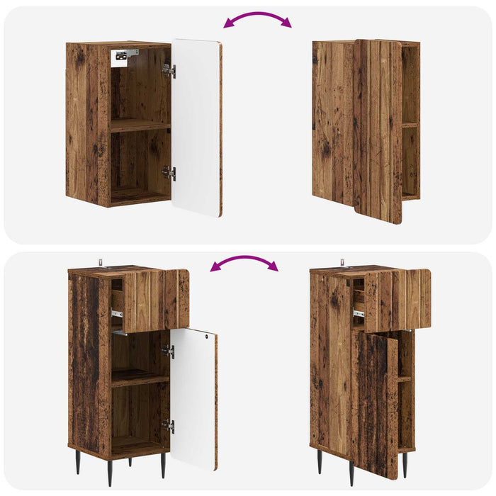 Set de cabinet pentru baie cu 3 piese ZWOLLE Lemn vechi - WALTI WALTI