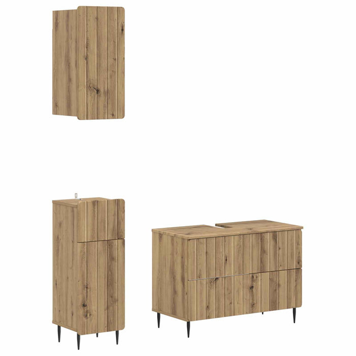 Set de cabinet pentru baie cu 3 piese ZWOLLE Stejar Artizanal - WALTI WALTI