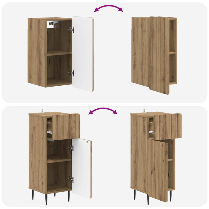 Set de cabinet pentru baie cu 3 piese ZWOLLE Stejar Artizanal - WALTI WALTI