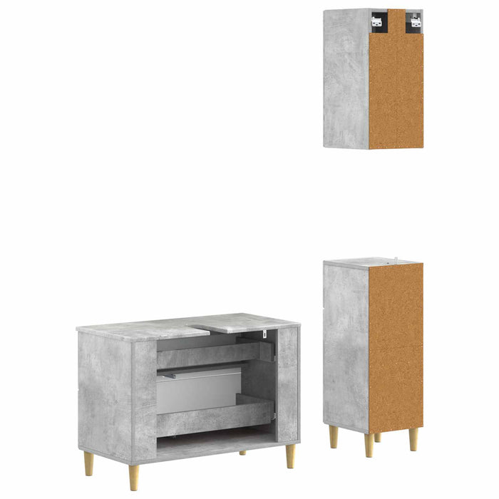 Set de cabinet pentru baie cu 3 piese ARNHEM Gri Beton - WALTI WALTI