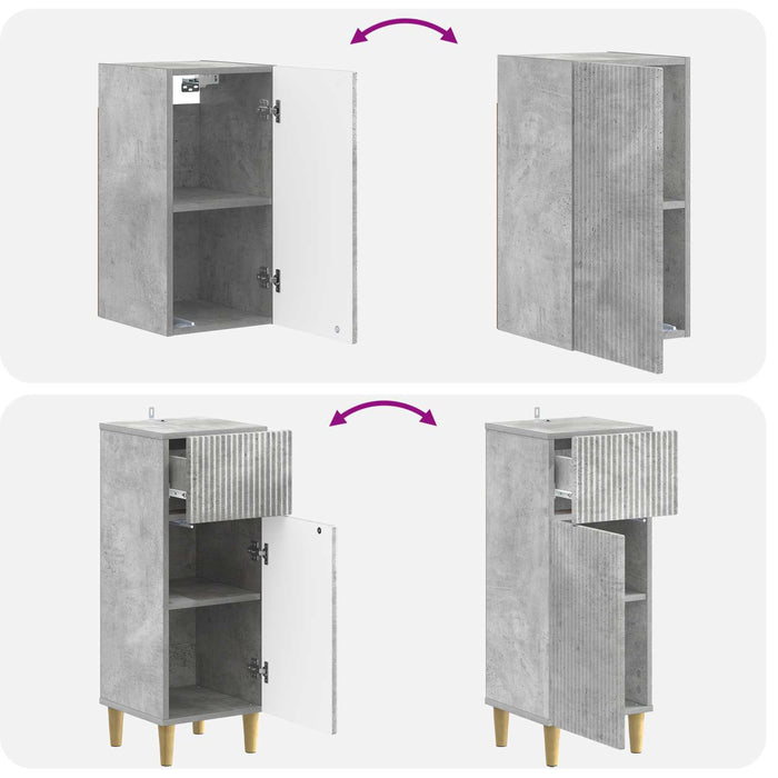 Set de cabinet pentru baie cu 3 piese ARNHEM Gri Beton - WALTI WALTI