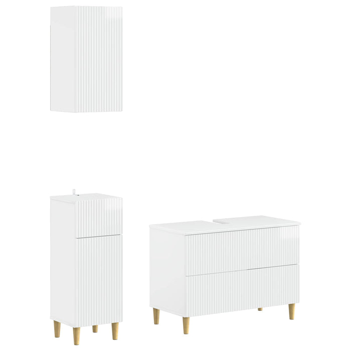 Set de cabinet pentru baie cu 3 piese ARNHEM Alb foarte lucios - WALTI WALTI