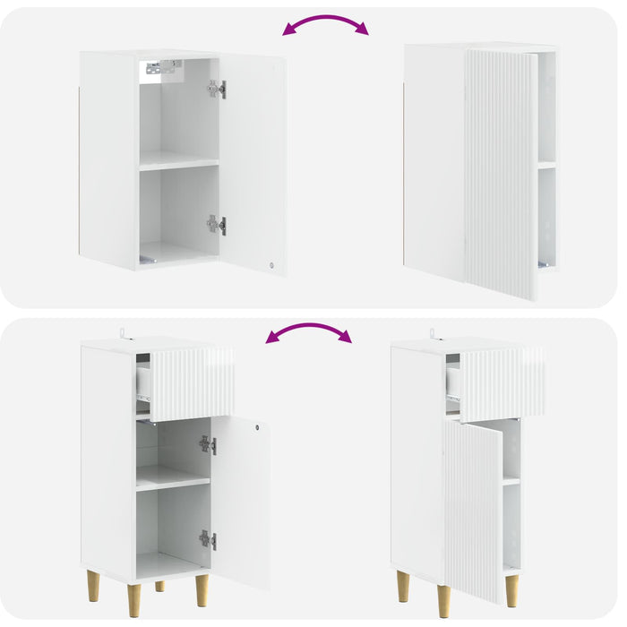 Set de cabinet pentru baie cu 3 piese ARNHEM Alb foarte lucios - WALTI WALTI