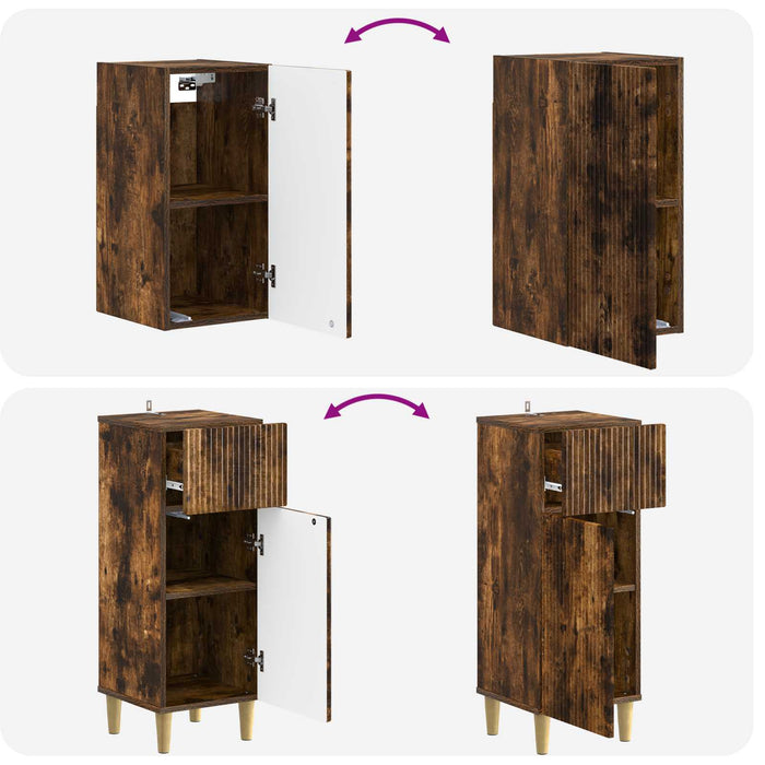 Set de cabinet pentru baie cu 3 piese ARNHEM Stejar fumuriu - WALTI WALTI