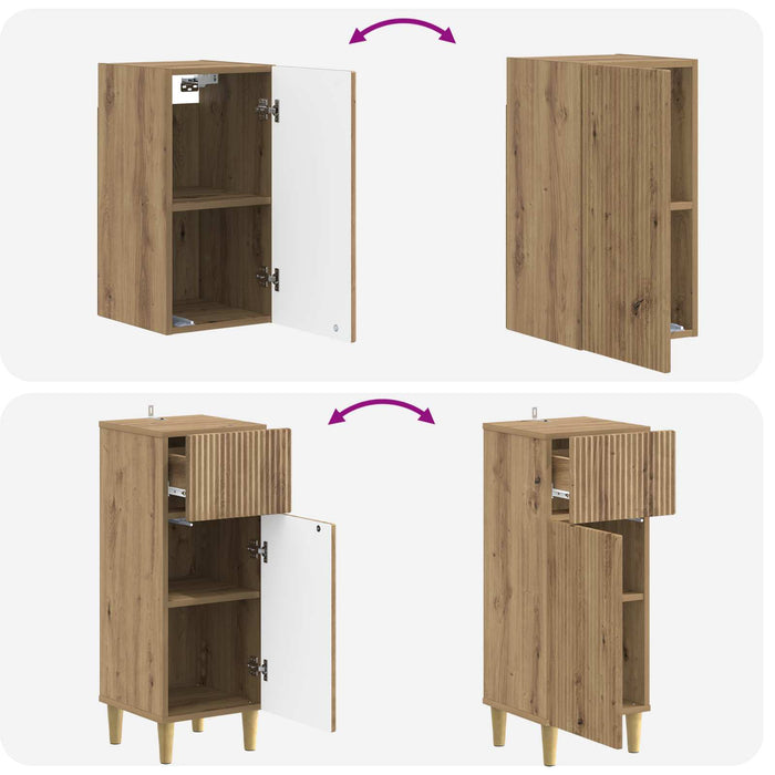 Set de cabinet pentru baie cu 3 piese ARNHEM Stejar Artizanal - WALTI WALTI