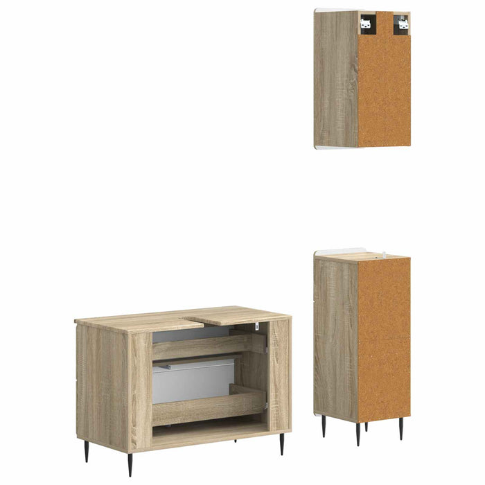 Set de cabinet pentru baie cu 3 piese HAARLEM Stejar Sonoma - WALTI WALTI