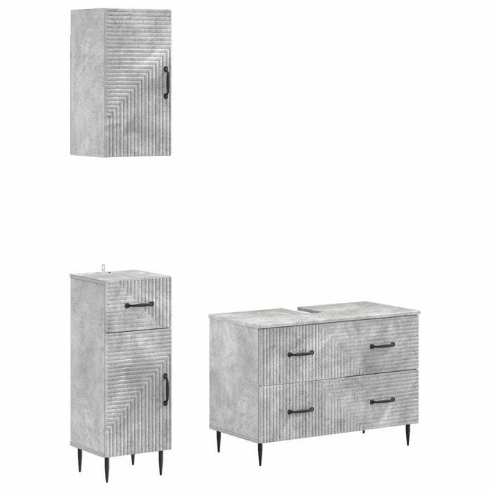 Set de cabinet pentru baie cu 3 piese HAARLEM Gri Beton - WALTI WALTI