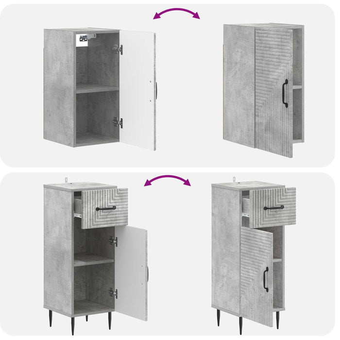 Set de cabinet pentru baie cu 3 piese HAARLEM Gri Beton - WALTI WALTI