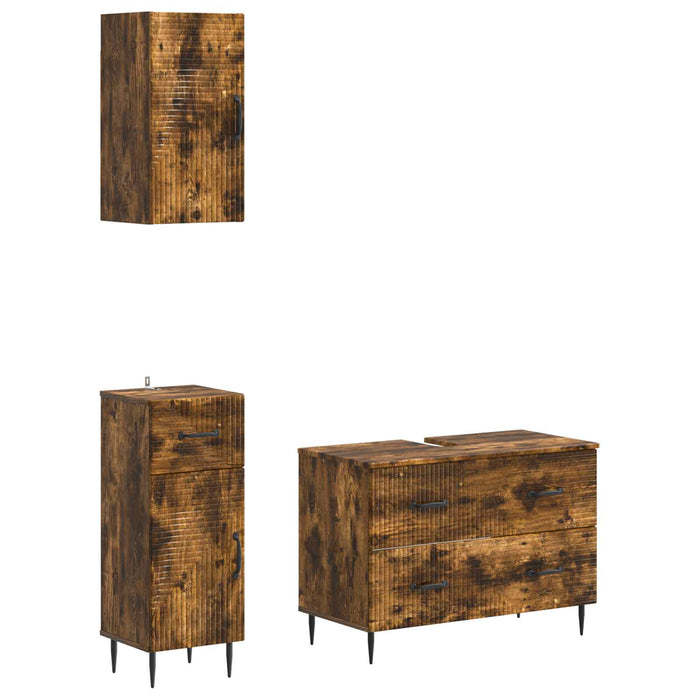 Set de cabinet pentru baie cu 3 piese HAARLEM Stejar fumuriu - WALTI WALTI