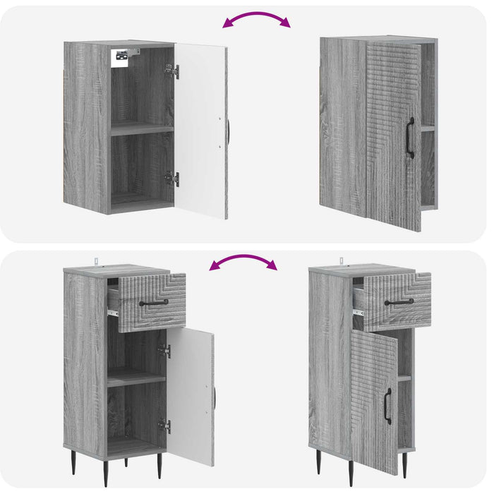 Set de cabinet pentru baie cu 3 piese HAARLEM Sonoma gri - WALTI WALTI