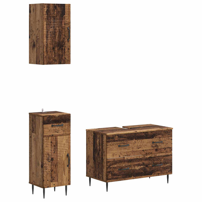 Set de cabinet pentru baie cu 3 piese HAARLEM Lemn vechi - WALTI WALTI
