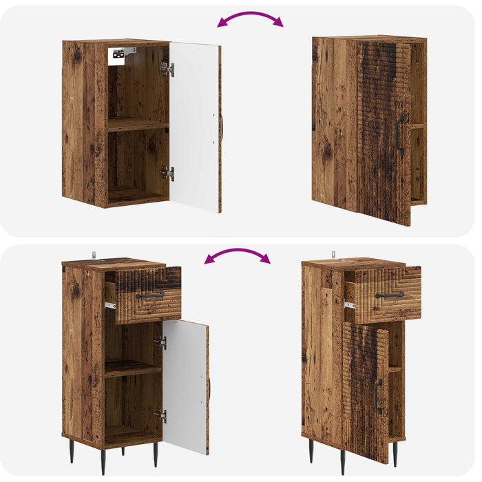 Set de cabinet pentru baie cu 3 piese HAARLEM Lemn vechi - WALTI WALTI