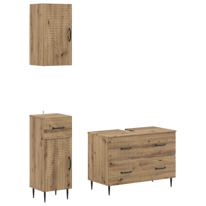 Set de cabinet pentru baie cu 3 piese HAARLEM Stejar Artizanal - WALTI WALTI