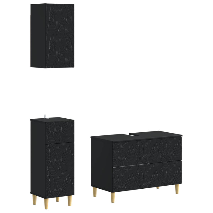 Set de cabinet pentru baie cu 3 piese DELFT Negru - WALTI WALTI