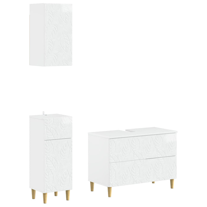 Set de cabinet pentru baie cu 3 piese DELFT Alb foarte lucios - WALTI WALTI