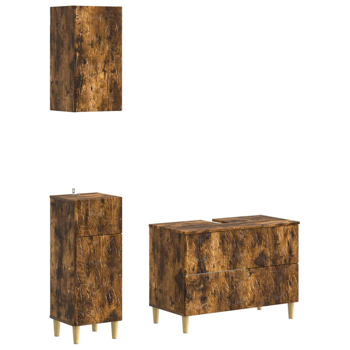 Set de cabinet pentru baie cu 3 piese DELFT Stejar fumuriu - WALTI WALTI