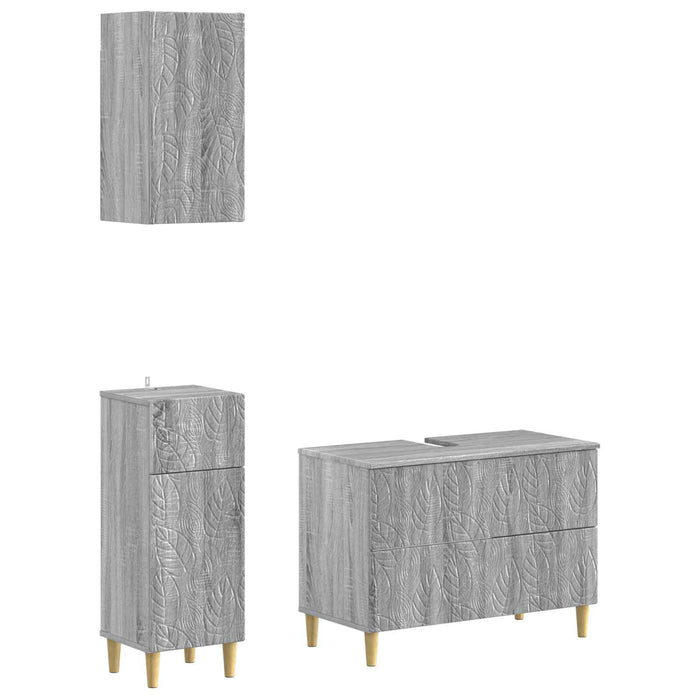 Set de cabinet pentru baie cu 3 piese DELFT Sonoma gri WALTI