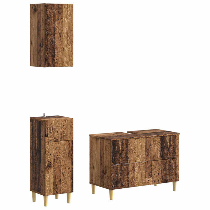 Set de cabinet pentru baie cu 3 piese DELFT Lemn vechi WALTI