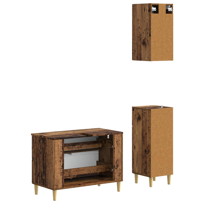 Set de cabinet pentru baie cu 3 piese DELFT Lemn vechi WALTI