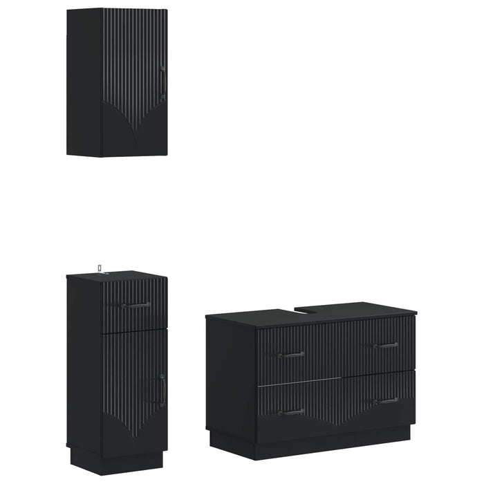 Set de cabinet pentru baie cu 3 piese HOORN Negru WALTI