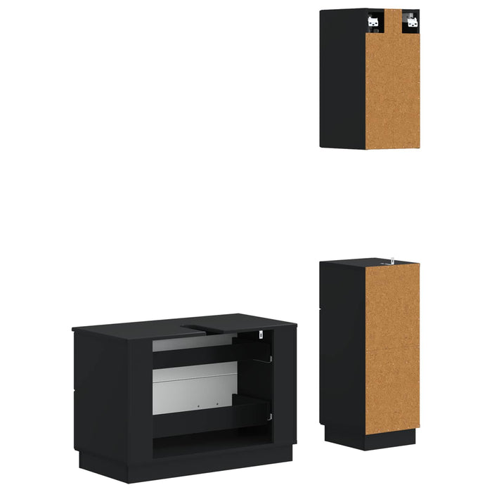 Set de cabinet pentru baie cu 3 piese HOORN Negru WALTI