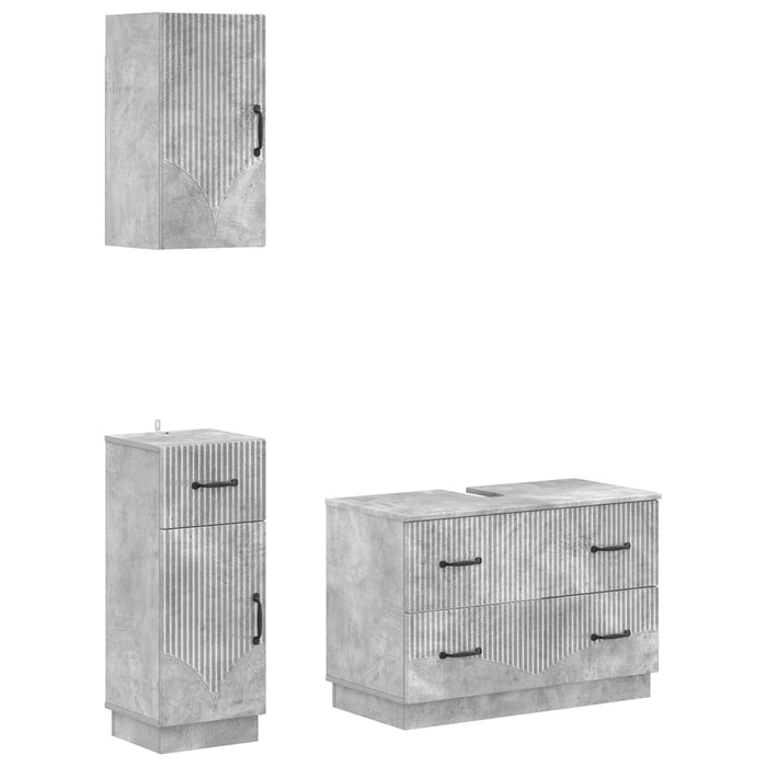 Set de cabinet pentru baie cu 3 piese HOORN Gri Beton WALTI